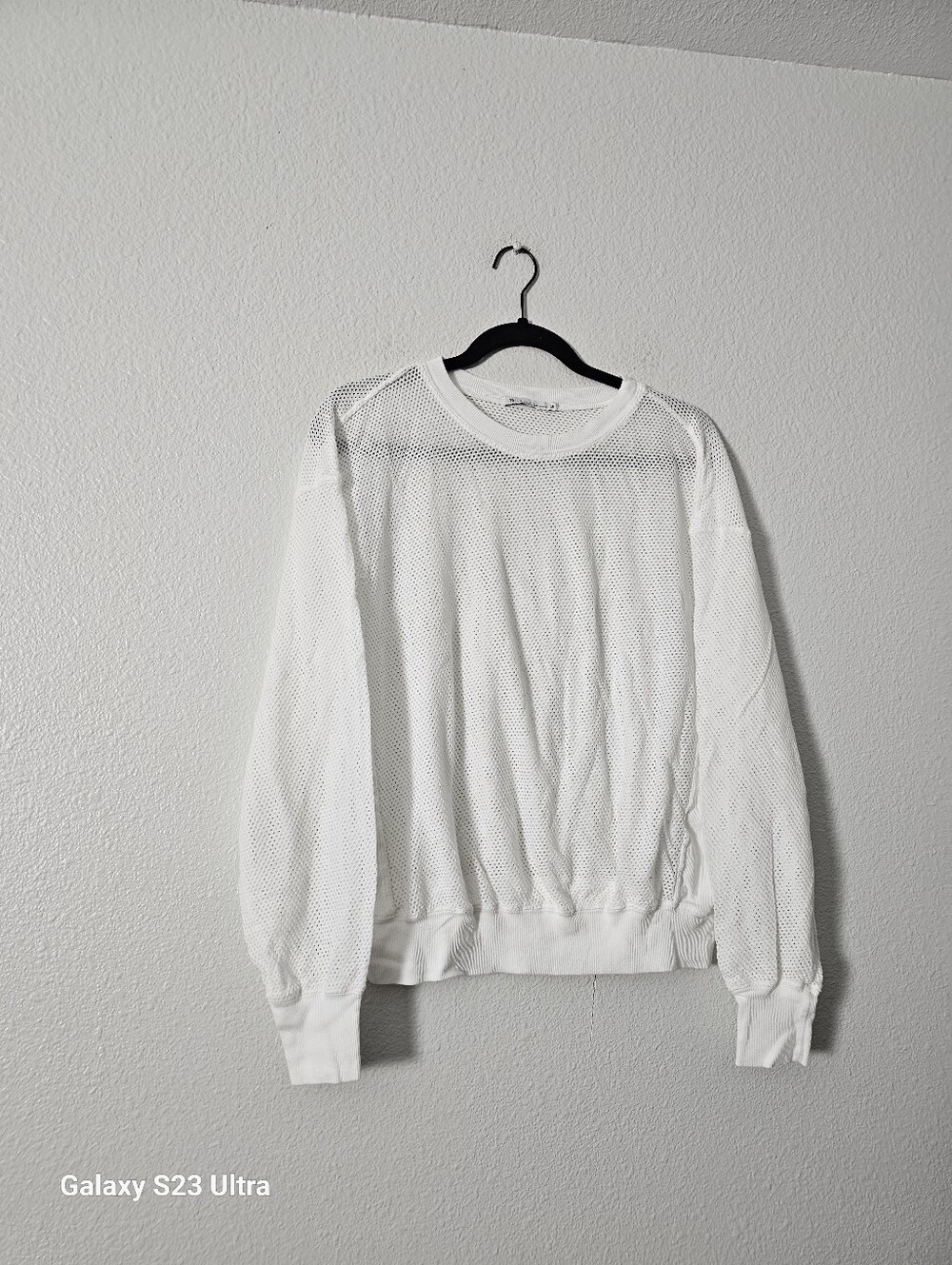 Michael Stars White Mesh Long-Sleeve Pullover Sz S